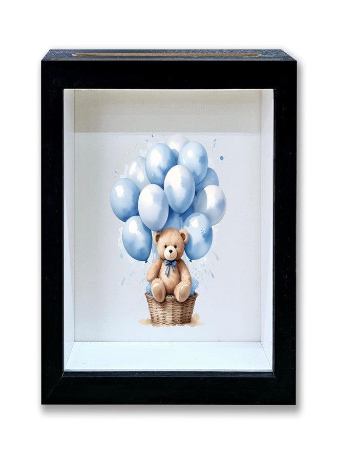 صندوق تذكاري على شكل صندوق ظل لحفظ النقود للأطفال، صندوق حصالة نقود للأولاد بفتحة، صندوق تذكاري على شكل دب بالون أزرق، صندوق نقود هدايا عيد ميلاد للأطفال، صندوق نقود خشبي مزخرف لغرفة الأولاد - 24 - Image 1